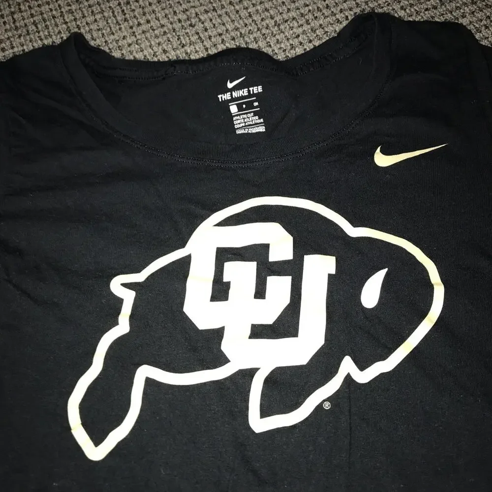 Colorado Buffaloes Womens Small ScoopNeck Black Logo‎ Tee Nike